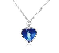 Collana con ciondolo a forma di cuore per ceneri con statua della libertà di New York, collana commemorativa per animali domestici