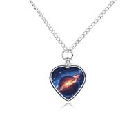 Collana con ciondolo a forma di cuore per ceneri del cielo stellato di pallacanestro galassia, collana commemorativa per animali domestici