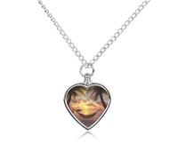 Collana con ciondolo a forma di cuore per ceneri del tramonto in paradiso, collana commemorativa per animali domestici