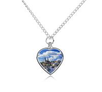 Collana con ciondolo a forma di cuore per ceneri della città vecchia e del porto marittimo dell'Estonia, collana commemorativa per animali domestici