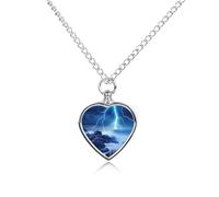 Collana con ciondolo a forma di cuore per ceneri e tempesta dell'oceano, collana commemorativa per animali domestici
