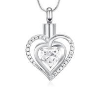 Collana con ciondolo a forma di cuore per ceneri, per donne, gilrs, ricordo commemorativo, con pietra portafortuna per ragazze, madri e mogli, Acciaio inossidabile