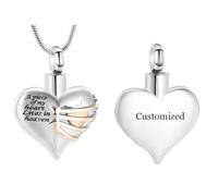Collana con ciondolo a forma di cuore per ceneri umane - A Piece of My Heart Lives in Heaven Memorial Keepsakes Cremazione Gioielli, Acciaio inossidabile, Nessuna pietra preziosa