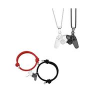 Collana con ciondolo a forma di cuore per lui e per lei, in acciaio inox, con chiave di puzzle abbinata, Zinco, Non pietra preziosa