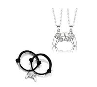 Collana con ciondolo a forma di cuore per lui e per lei, in acciaio inox, con chiave di puzzle abbinata, 22 inches to 24 inches, Metallo, Non pietra preziosa