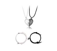 Collana con ciondolo a forma di cuore per lui e per lei, in acciaio inox, con chiave di puzzle abbinata, Metallo, Non pietra preziosa
