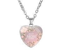 Collana con ciondolo a forma di cuore per mamma, mamma, compleanno, Natale, regalo di ringraziamento, festa della mamma, per la festa della mamma, per le donne, collana con ciondolo Best Mon Ever di figlia Son, Small