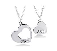 Collana con ciondolo a forma di cuore per sorella maggiore e sorella minore, Acciaio inossidabile oro rosa