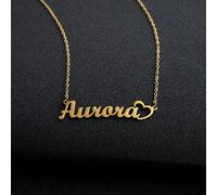 Collana con ciondolo a forma di cuore personalizzato con nome, finitura opaca dorata, di moda, adatta come regalo per l'amante, la famiglia, gli amici, per compleanni, anniversari, festività Acciaio i