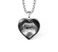 Collana con ciondolo a forma di cuore personalizzato con ultrasuoni e foto e testo, ciondolo con ecografia, gioiello ricordo per neonati, regalo per uomo e donna