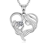 Collana con ciondolo a forma di cuore, regalo per la festa della mamma, collana con ciondolo a forma di cuore, collana in argento Sterling 925 con pietra portafortuna per la festa della mamma, San