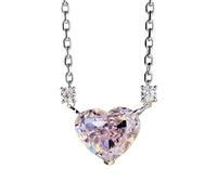 Collana con ciondolo a forma di cuore rosa, delicata catena dal design elegante, adatta come regalo per tutti i giorni