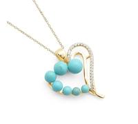 Collana con ciondolo a forma di cuore turchese della Bella Addormentata con pietra portafortuna di dicembre, 3,4,5,6, Argento sterling Gemma, Turchese Turchese topazio bianco