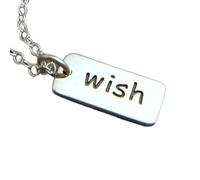 Collana con ciondolo a forma di desiderio in argento sterling 925. Ciondolo con citazione ispiratrice, motto e affermazione, piccolo e semplice. Ciondolo con parola, regalo per lei | con catena da