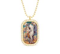 Collana con ciondolo a forma di diamante bianco quadrato lucido con acchiappasogni di bisonte bianco per donna, ca regalo con ciondolo di diamanti