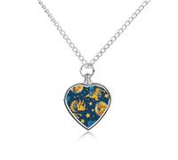 Collana con ciondolo a forma di dinosauro triceratopso nello spazio per ceneri a forma di cuore, collana commemorativa per animali domestici