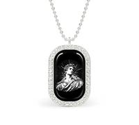 Collana con ciondolo a forma di dio greco, alla moda, con bordo bianco, lega metall