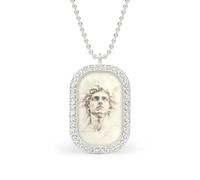 Collana con ciondolo a forma di dio greco Helios, gioiello alla moda, quadrato, con bordo bianco, lega metall