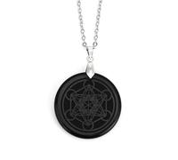 Collana con Ciondolo a Forma di Disco Rotondo con Segno Magico per Donne e Uomini|Ciondolo in Cristallo Naturale con Catena in Argento,Amuleto con Perline di Pietra Preziosa Energetica per Meditazion