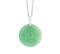 Collana con Ciondolo a Forma di Disco Rotondo con Segno Magico per Donne e Uomini|Ciondolo in Cristallo Naturale con Catena in Argento,Amuleto con Perline di Pietra Preziosa per Meditazione e Bilanci