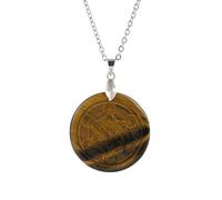 Collana con Ciondolo a Forma di Disco Rotondo con Segno Magico per Donne e Uomini|Ciondolo in Cristallo Naturale con Catena in Argento,Amuleto con Perline di Pietra Preziosa Energetica per Meditazion