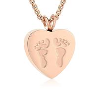 Collana con ciondolo a forma di doppio piede di bambino sul mio cuore, in acciaio inox, con kit di riempimento, Acciaio inossidabile, Nessuna pietra preziosa