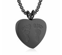 Collana con ciondolo a forma di doppio piede di bambino sul mio cuore, in acciaio inox, con kit di riempimento, Acciaio inossidabile, Nessuna pietra preziosa
