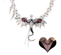 Collana con ciondolo a forma di drago volante Imprisoned, Cherishion, punk rock, con ciondolo a forma di dragone gotico, gioiello per Halloween, Natale, donne, ragazze, uomini, regali, 1, Rame
