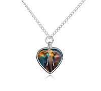 Collana con ciondolo a forma di elefante, ciondolo a forma di cuore, ideale per la cremazione degli animali domestici