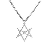 Collana con ciondolo a forma di esagramma, simbolo celtico, simbolo religioso, ebraico, Israele, stella di Davide, in acciaio inox, Acciaio inossidabile, Nessuna pietra preziosa