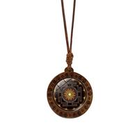Collana con ciondolo a forma di esagramma spirituale Sri Yantra Geometria sacra in legno, amuleto per donna, catena regolabile per clavicola