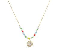 Collana con ciondolo a forma di faccina sorridente con perline colorate, accessori per gioielli alla moda da donna