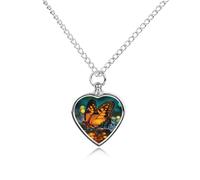 Collana con ciondolo a forma di farfalla arancione per ceneri di animali domestici, regalo per cani e gatti