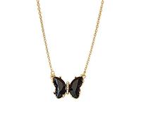 Collana con ciondolo a forma di farfalla, con vere catenine, design semplice e delicato, adatta per tutte le occasioni, gioiello delicato da donna, Lega, Nessuna pietra preziosa
