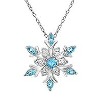 Collana con ciondolo a forma di fiocco di neve blu e bianco, da donna, alla moda, squisita, regalo di compleanno, regalo di compleanno, collana con strass, regalo per feste