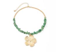 Collana con ciondolo a forma di fiore con pietra regolabile, per donne e uso quotidiano, gioiello alla moda con cinque petali