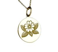 Collana con ciondolo a forma di fiore di nascita Primula, realizzata in argento sterling 925 placcato oro, con catena a maglia fine da 45 cm. Gioielli fatti a mano per uomo e donna |LKD_EGP_00154