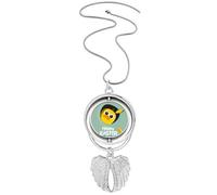 Collana con ciondolo a forma di gallina gialla con ali d'angelo e scritta "Happy Easter Festival"