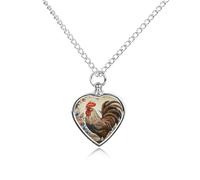Collana con ciondolo a forma di gallo per ceneri a forma di cuore, collana commemorativa per animali domestici