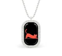 Collana con ciondolo a forma di gatto che si allunga lo yoga, alla moda, con bordo bianco, lega metall