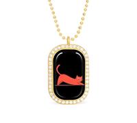 Collana con ciondolo a forma di gatto che si allunga lo yoga, alla moda, con bordo bianco, lega metall