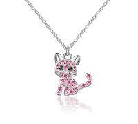 Collana con ciondolo a forma di gatto con pietra portafortuna per ragazze, regalo per donne, gatti e cani, gioielli per gli amanti dei gatti