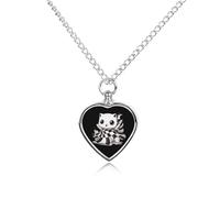 Collana con ciondolo a forma di gatto fantasma per ceneri a forma di cuore, collana commemorativa per animali domestici