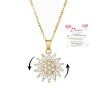 Collana con ciondolo a forma di girasole con scritta "To My Daughter", placcata in oro 14 carati, con ciondolo a forma di girasole rotante, gioiello per donne e ragazze, Adjustable, Acciaio