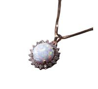 Collana con ciondolo a forma di girasole da donna in oro rosa, cristallo zircone imitazione opale, gioielli - placcato bronzo antico, 60 cm