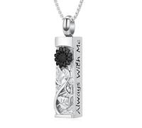 Collana con ciondolo a forma di girasole per ceneri commemorativa, gioiello per cremazione per donne e uomini Always with Me, Acciaio inossidabile, Nessuna pietra preziosa