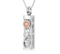 Collana con ciondolo a forma di girasole per ceneri commemorativa, gioiello per cremazione per donne e uomini Always with Me, Acciaio inossidabile, Nessuna pietra preziosa