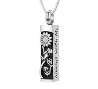 Collana con ciondolo a forma di girasole per ceneri commemorativa, gioiello per cremazione per donne e uomini Always with Me, Acciaio inossidabile, Nessuna pietra preziosa