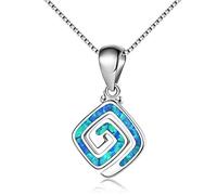 Collana con ciondolo a forma di labirinto a spirale con intarsio di opale quadrato blu per le donne per la fidanzata in argento Sterling 925 Blu Etichettalia unica