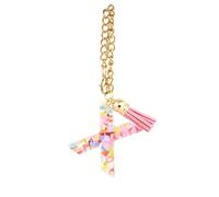 Collana con ciondolo a forma di lettera con ciondolo a forma di bottiglia d'acqua per donne e ragazze portachiavi colorato